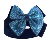 HB92-N: Navy Headband w/Glitter Bow